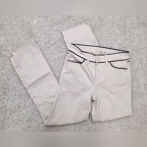 Tory Burch Cream Jean Pants with Navy Trim, Women's Size 23
